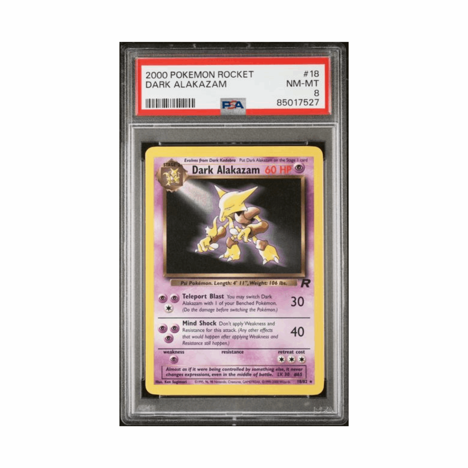 2000 Dark Alakazam Pokmon PSA 8 NM-MT 2000 Dark Alakazam Pokmon PSA 8 NM-MT