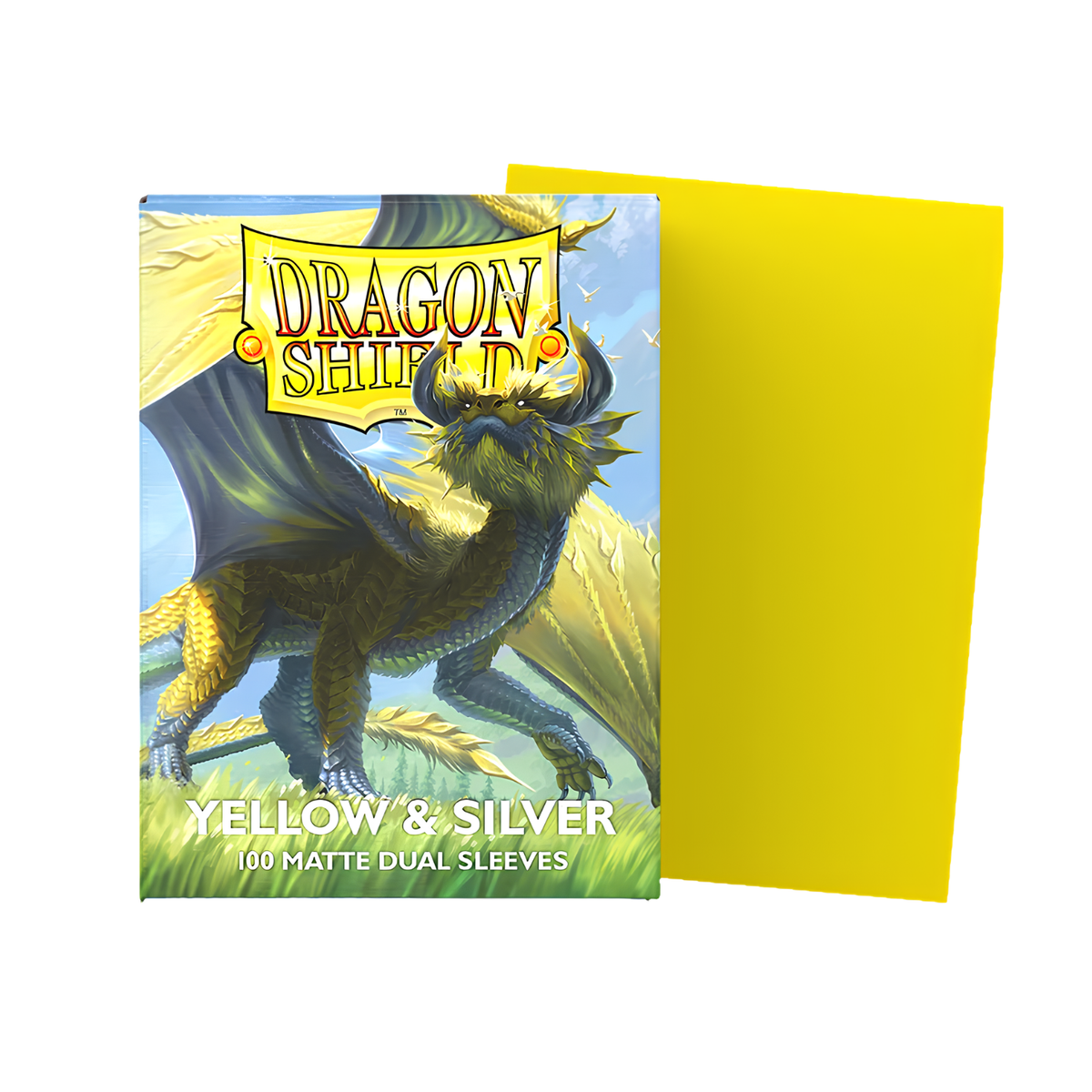 Dragon Shield Matte Dual Sleeves Standard Size - Yellow & Silver (100)