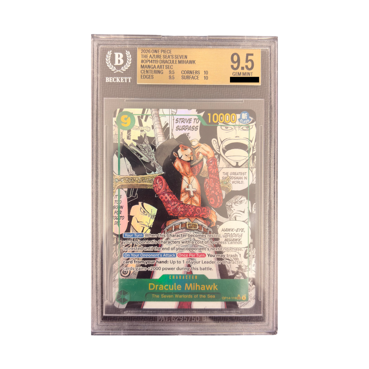One Piece Card Game - Dracule Mihawk OP14-119 Manga Rare The Azure Sea's Seven BGS 9.5 (ENG) (Copia)