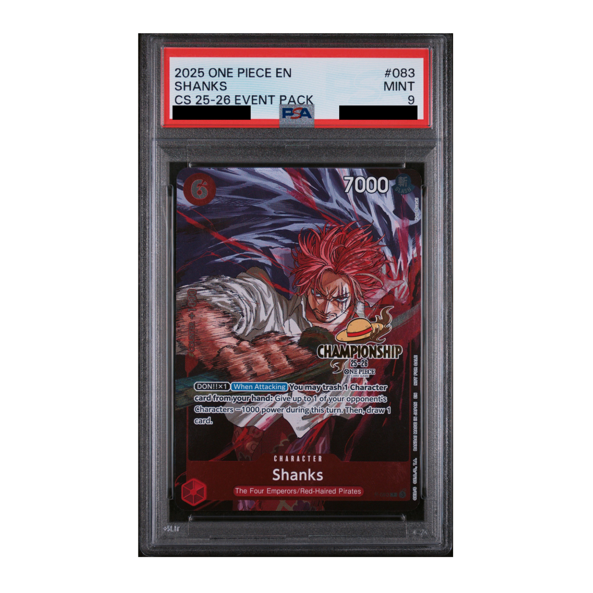 One Piece Card Game - SHANKS P-083 CS 25-26 EVENT PACK PSA 9 (ENG)