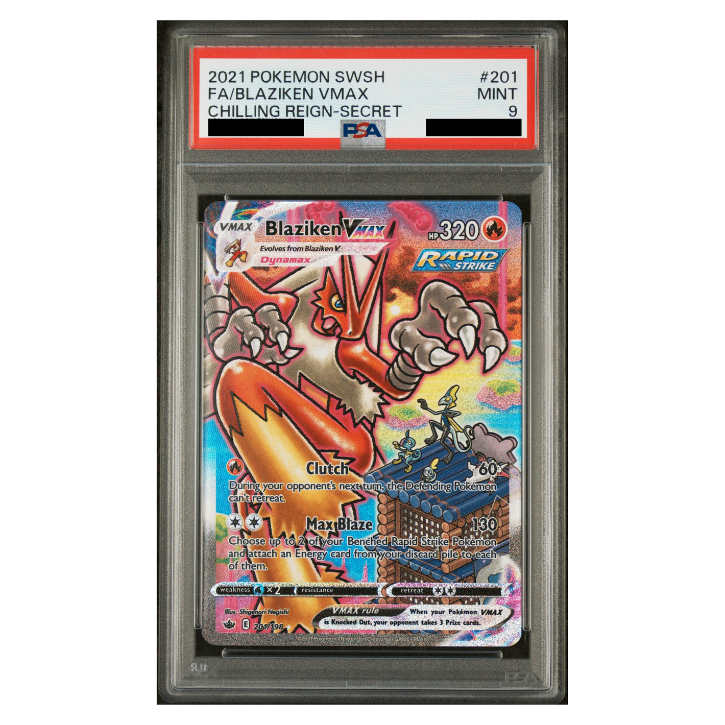 Pokémon - FA/BLAZIKEN VMAX Chilling Reign-Secret 201/198 PSA 9 (ENG)