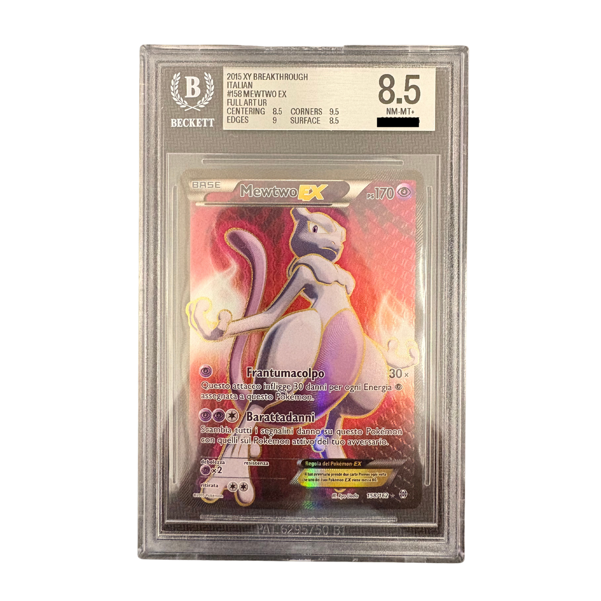 Pokémon - MEWTWO EX 158/162 FULL ART BECKETT 8.5 (ITA)