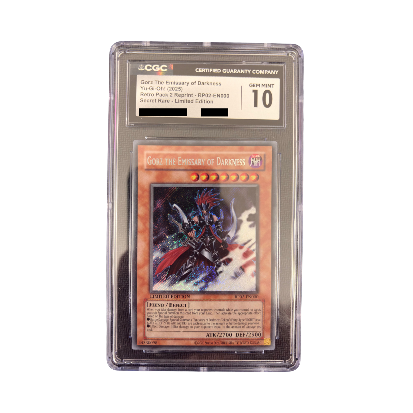Yu-Gi-Oh! - GORZ THE EMISSIONARY OF DARKNESS RP02-EN000 Secret Rare CGC 10 (ENG)
