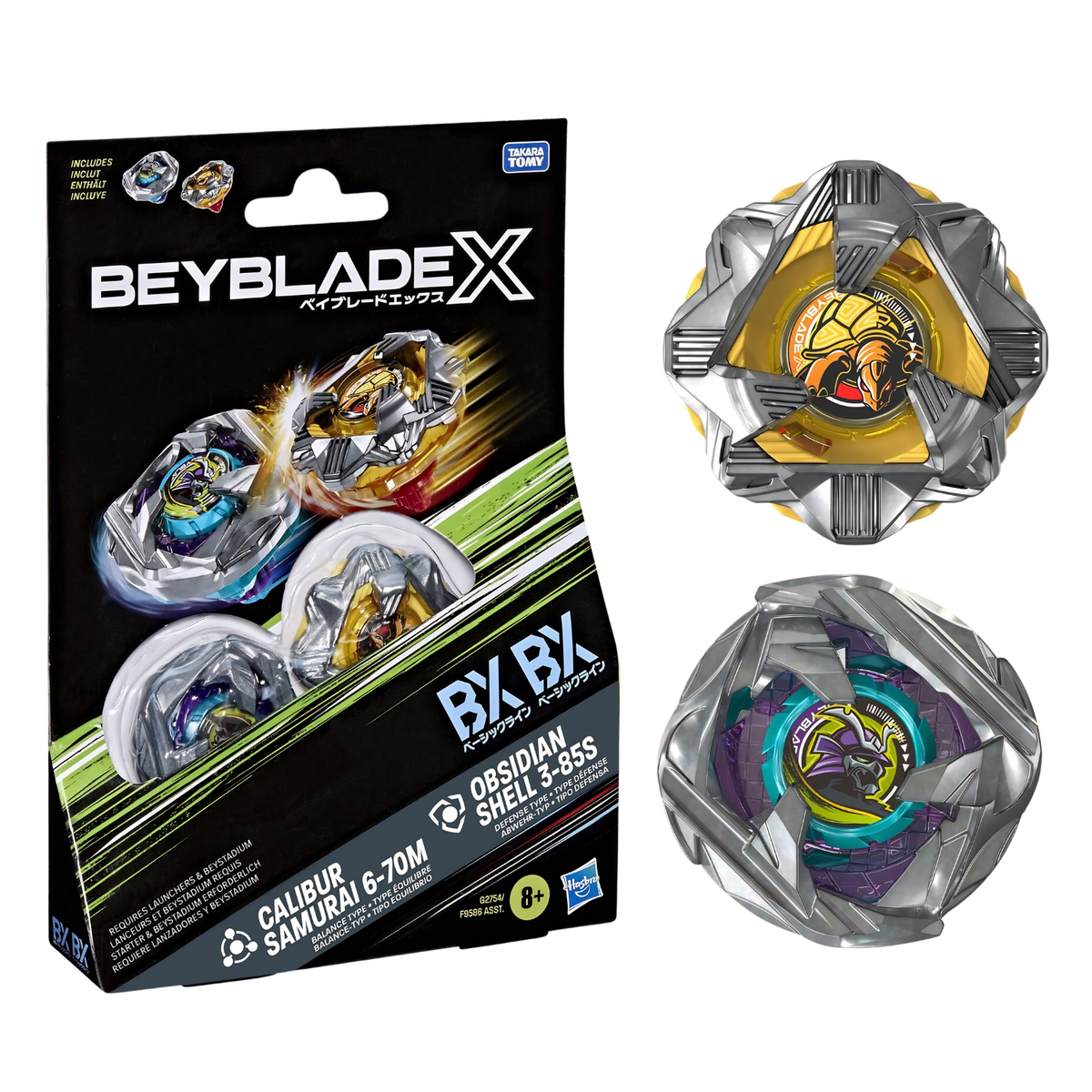 Hasbro Beyblade X Calibur Samurai 6-70M Obsidian Shell 3-85S