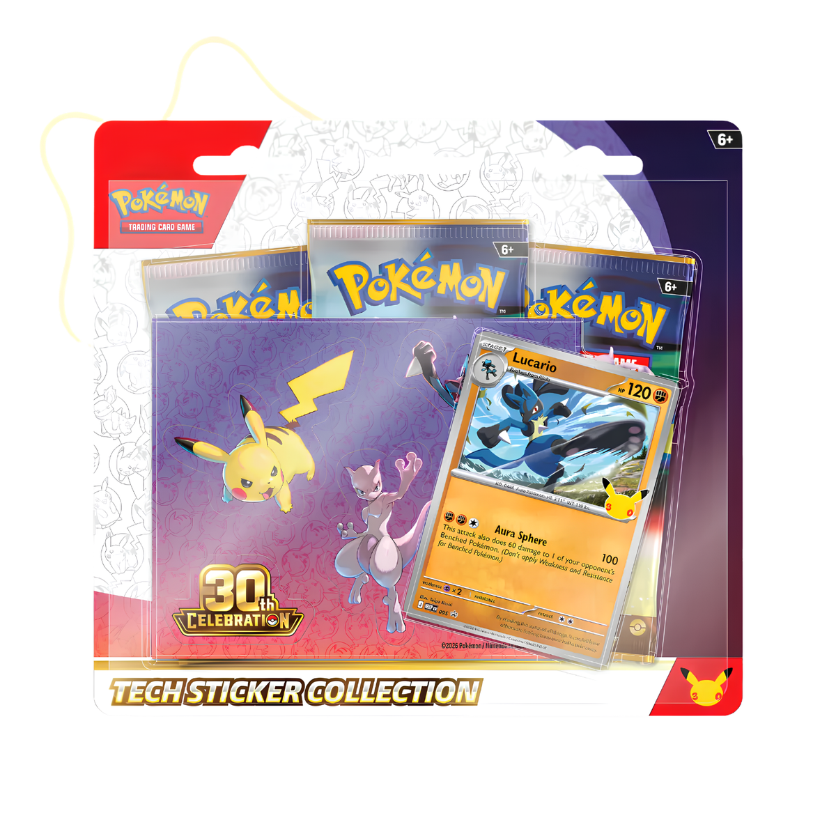 Pokémon - Blister 3 Buste Sticker 30° Anniversario Lucario (ITA)